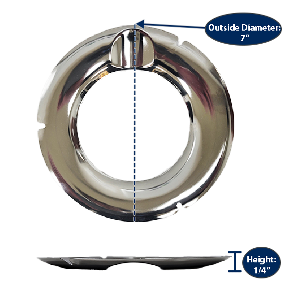 7.25” Chrome Round Gas Pan with dimensions